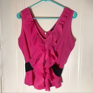 Sleeveless Ruffle Blouse, Hot Pink